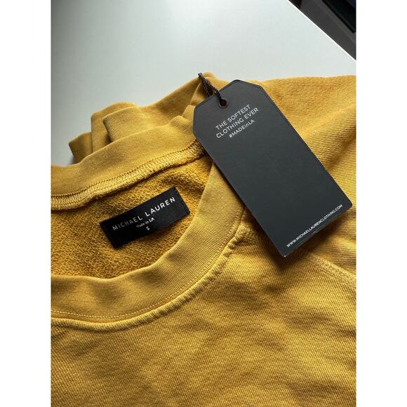 $118 New Michael Lauren French Terry Crew - yellow - Small - Picture 5 of 6